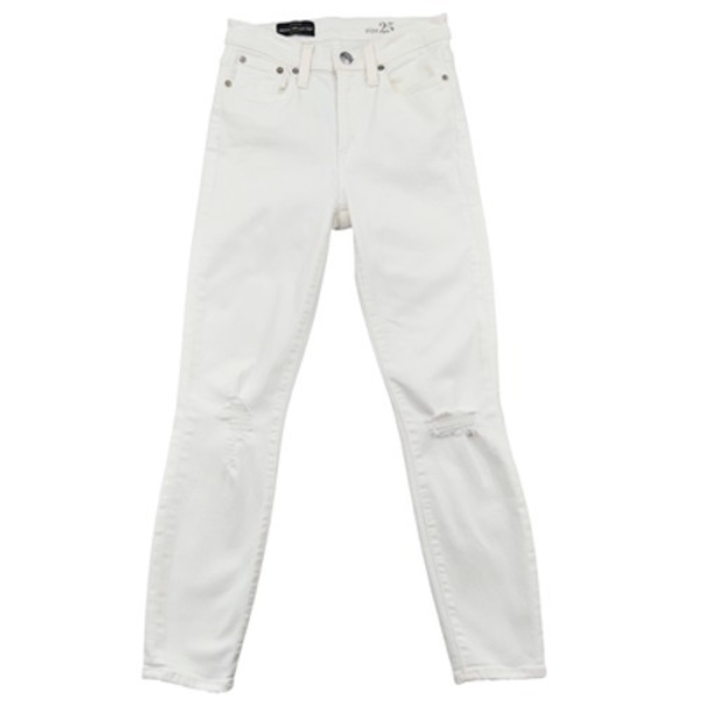 J Crew‎ Lookout High Rise Crop Jeans White Size 25 Distressed Skinny